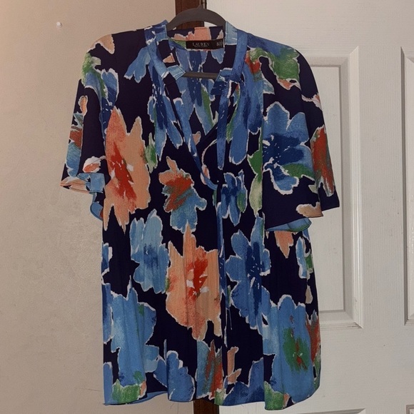 Lauren Ralph Lauren Black Label Plus Size Floral Top Shirt Blouse NEW 3X - Picture 1 of 6
